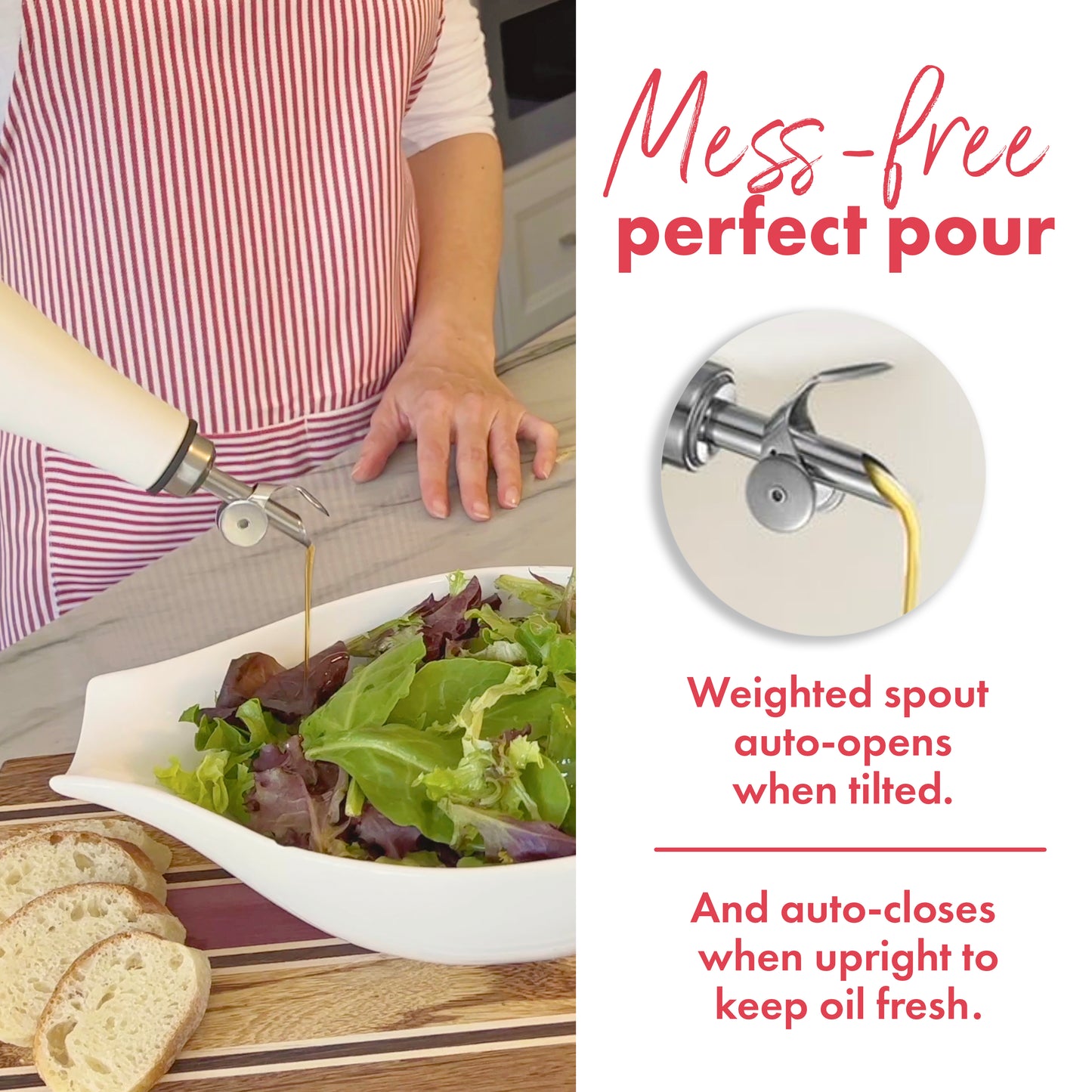 Ceramic Oil and Vinegar Cruet Set with Gold or Silver Spouts