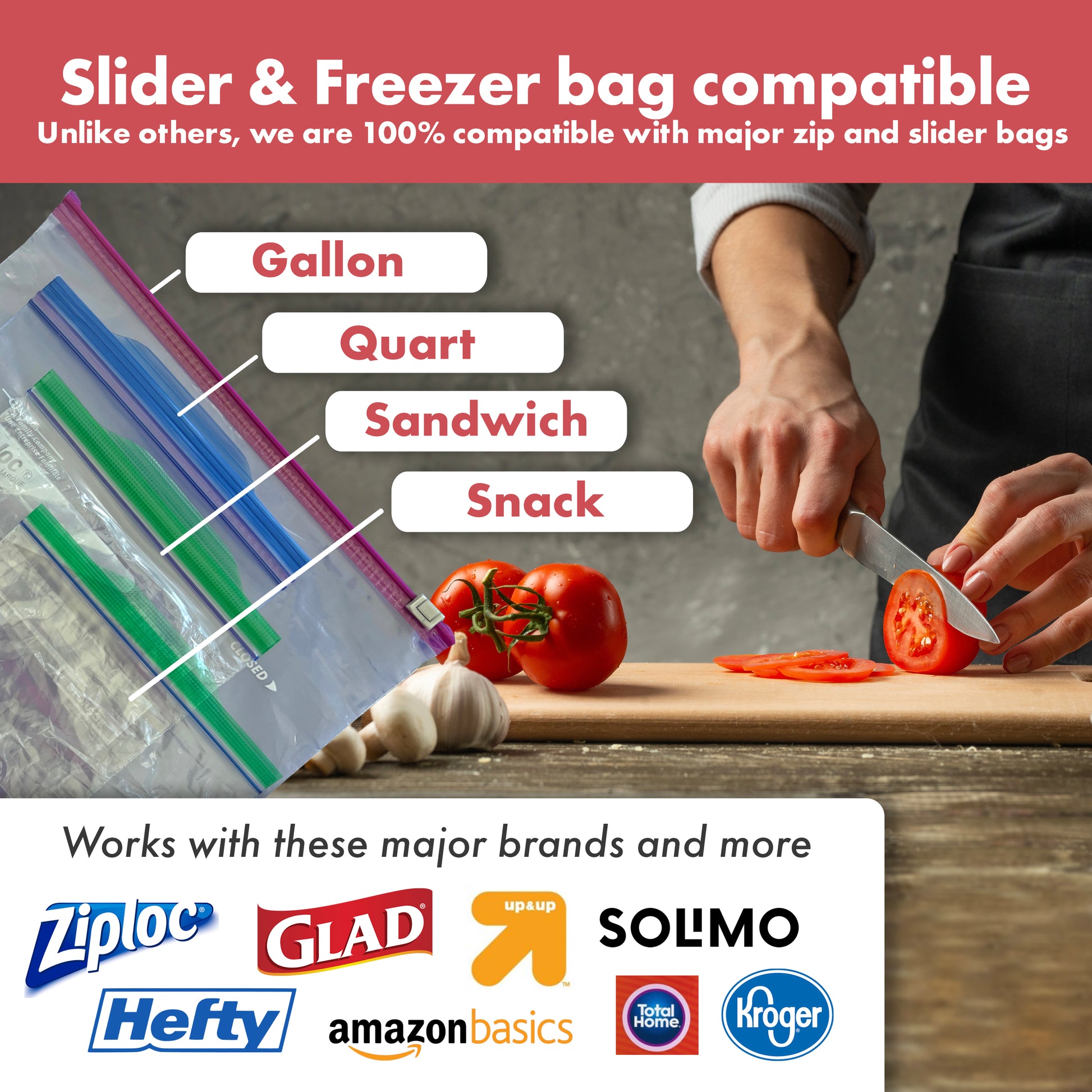 Hefty Slider Bags, Freezer, Quart - 15 bags