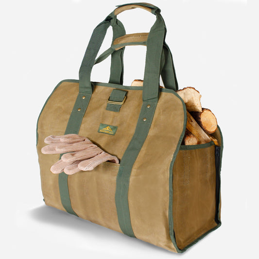 2-in-1 Waxed Canvas Heavy-duty Firewood Carrier Bag