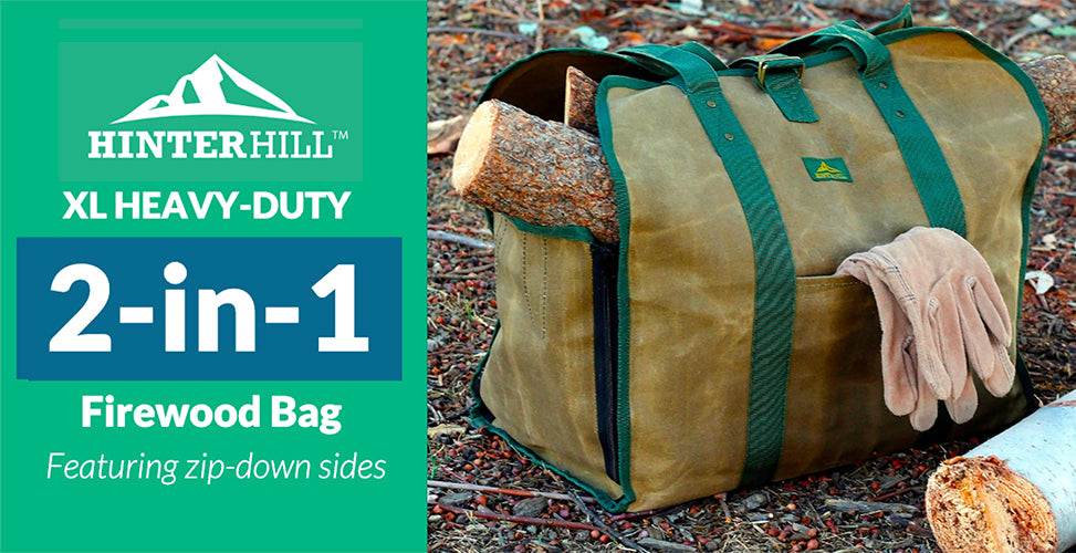 Load video: 2-in-1 Waxed Canvas Heavy-duty Firewood Carrier Bag