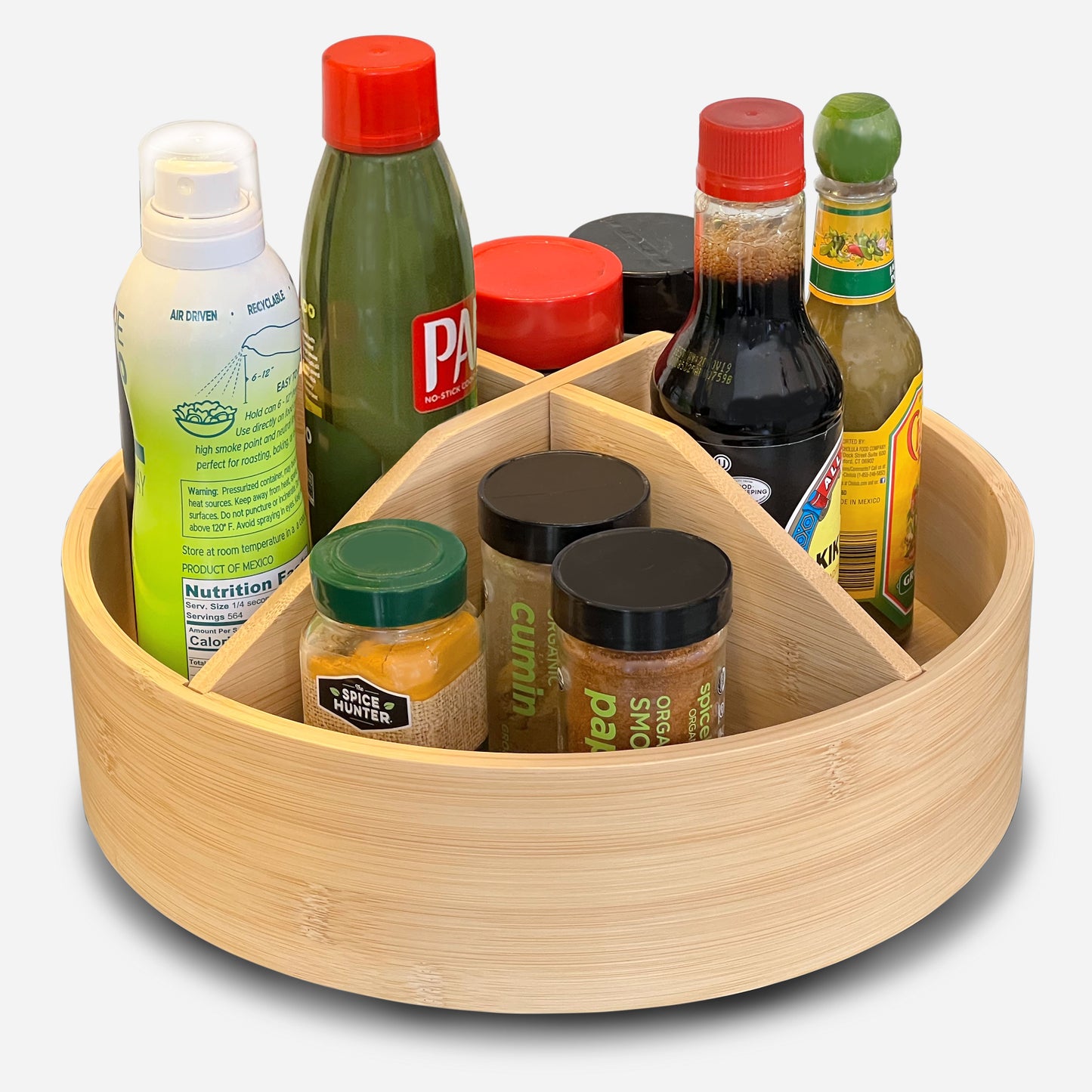 3-in-1 Adjustable Bamboo Lazy Susan Pantry Organizer