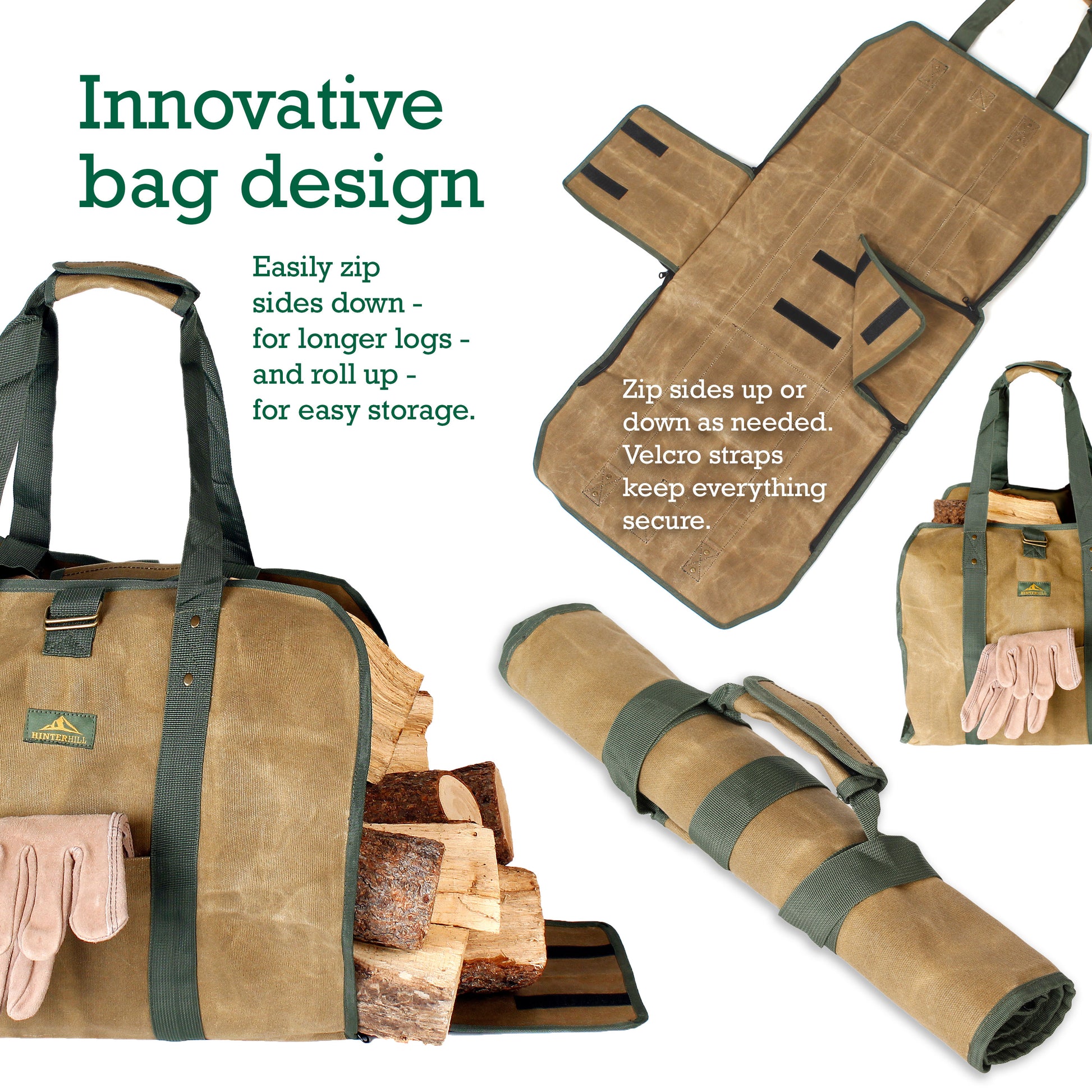 2-in-1 Waxed Canvas Heavy-duty Firewood Carrier Bag – HinterHill